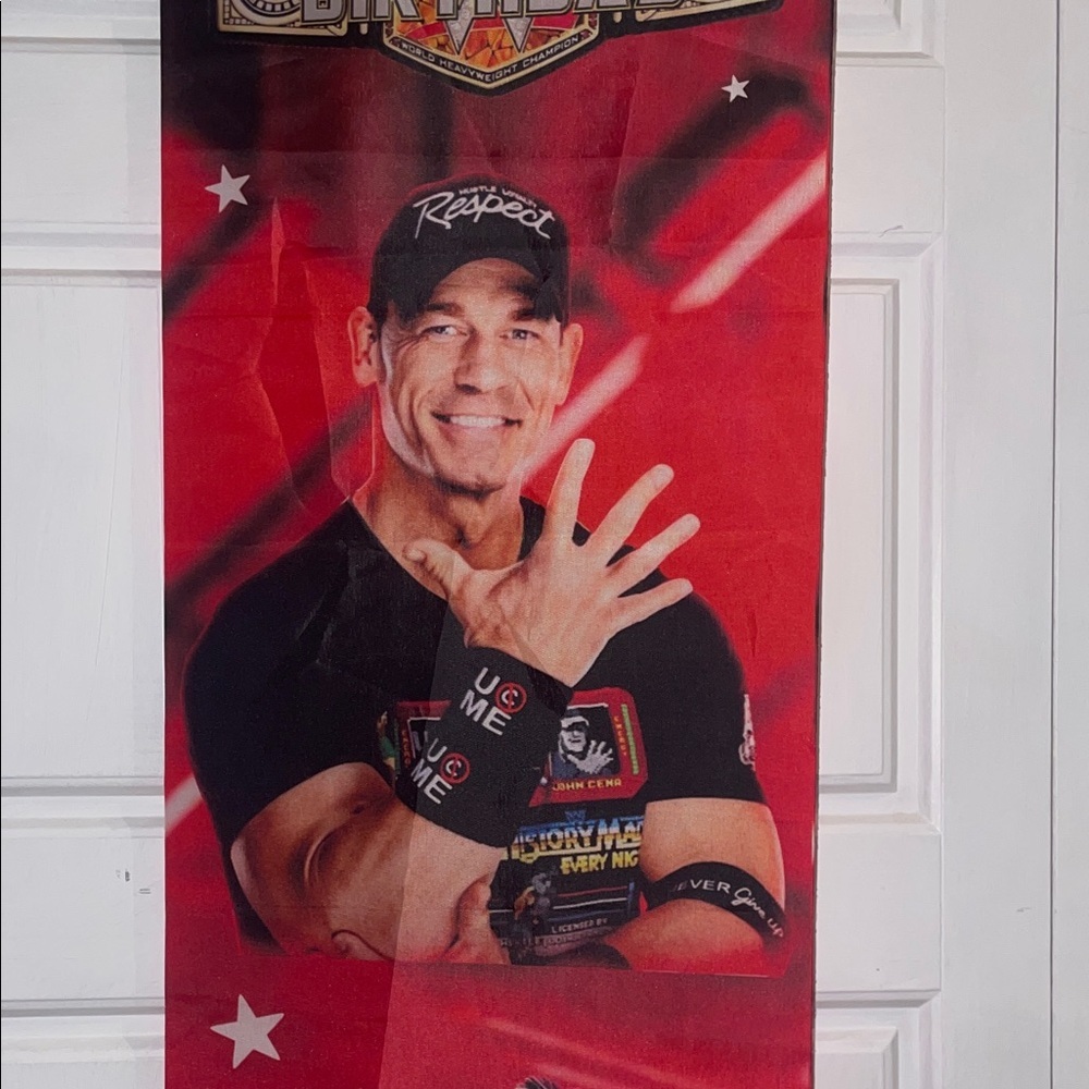 WWE Vibrant Red and Black Happy Birthday Banner - Picture 3 of 6